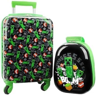 Bioworld Minecraft Creepers 2-Piece Backpack & 18" Luggage Set