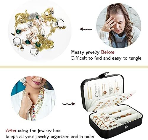 Hatori Travel Jewelry Box, PU Leather Small Jewelry Organizer for Women Girls, Portable Mini Travel Case Display Storage Holder Boxes for Stud Earrings, Rings, Necklaces, Bracelets. - Image 6