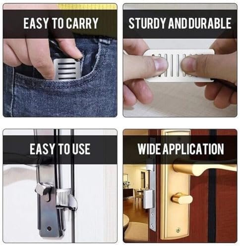 2 Pack Portable Door Lock Stainless Steel Travel Security Lock For Home, Hotel, School, And Dormitory Safety - Image 8