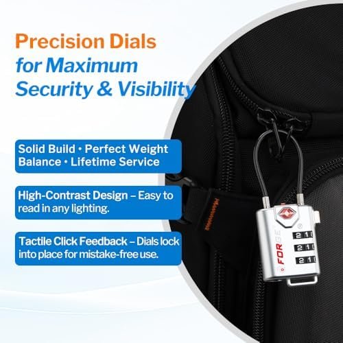 TSA Approved Cable Luggage Locks, Re-settable Combination with Alloy Body - Image 4