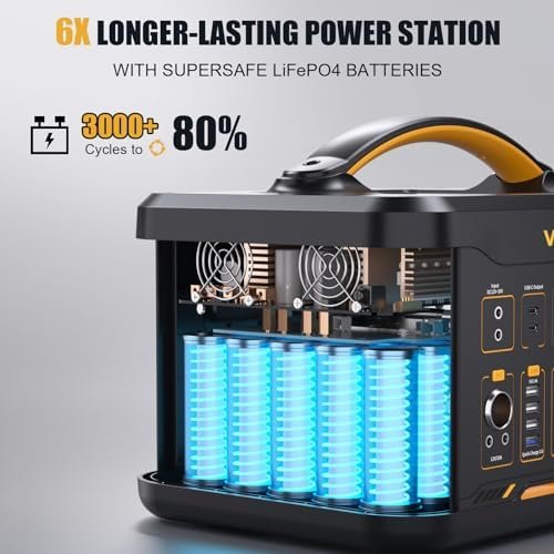 VTOMAN Jump1500X Portable Power Station, 828Wh LiFePO4 Battery Solar Generator with Jump Start, 1500W AC Outlet, 100W PD Type-C, Large Capacity Expandable to 2376Wh for Camping, RV Travel, Home Backup - Image 4