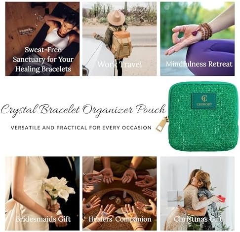 2025 New Travel Jewelry Case – Jewelry Organizer Travel for Rings, Bracelets, & Bangles with Smooth Metal Zipper, Elegant Jewelry Roll for Journey, Crystal Jewelry Storage Pouch, Mini, Tweed Green - Image 9