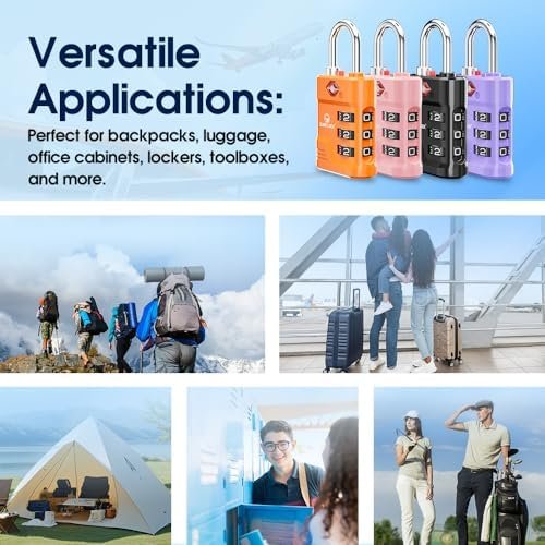 SURE LOCK TSA Locks for Luggage, TSA Approved Luggage Locks with Open Alert, 008 Key for High Security, Easy Read Dials, Zinc Alloy Body, Locker Lock for Suitcase, Gym, Travel. (Black 2 pk) - Image 7