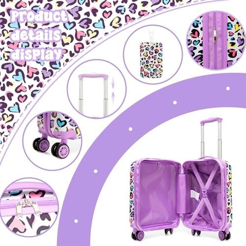 Kids Carry on Luggage Sets for Girls Women Rolling Suitcases with Wheels Hardshell Suitcase Luggage for Travel - Image 5