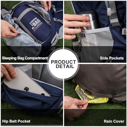 MOUNTAINTOP 70L Internal Frame Backpack Camping Backpacking Hiking Backpack for Men Women with Rain Cover - Image 7