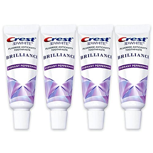 Crest 3D White Brilliance Toothpaste, Vibrant Peppermint, Travel Size 0.85 oz (24g) - Pack of 4