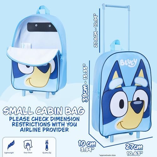 Bluey Kids Rolling Suitcase, 16 x 13 x 4 inches, Luggage for Girls and Boys, Travel Bag with Extendable Handle and Wheels, Gifts for Kids - Image 4