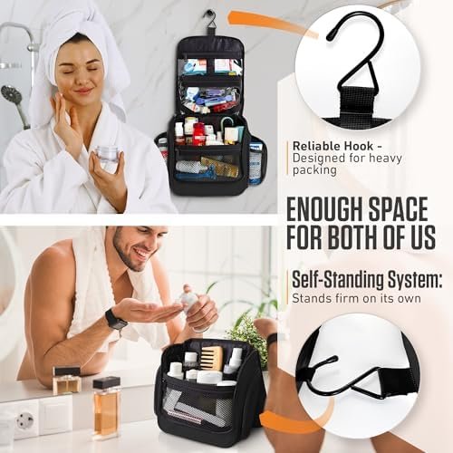 VENTURE 4TH Hanging Travel Toiletry Bag for Women & Men – Large Toiletry Organizer with 18 Compartments, Removable TSA Pouch, Travel Wash Bag for Toiletries, Makeup & Shaving Kit (Black) - Image 4