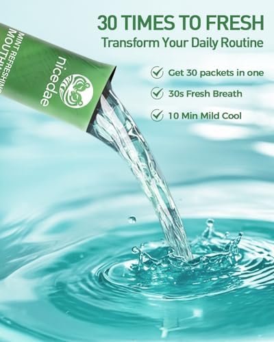 Travel Size Mouthwash Portable Packets Alcohol-Free & Fluoride-Free Fresh Mint Mouth Wash 30 Individual Wrapped Cruise Essentials - Image 6