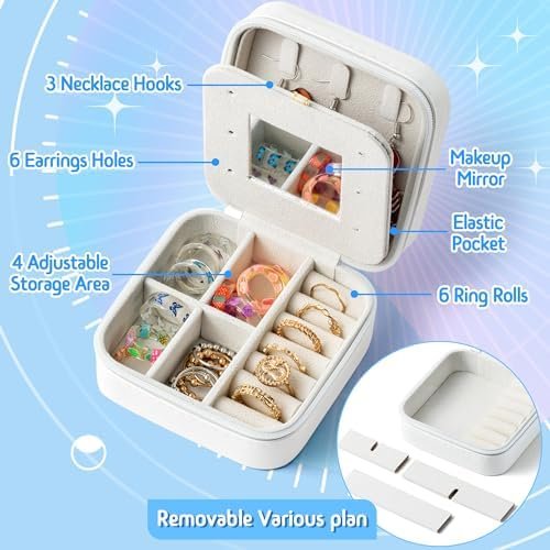 K1tpde Zodiac Travel Jewelry Case for Women, Small Organizer Box for Ring Earring Pendant Necklace Bracelet, Birthday Gifts for Mom, Lover, Sagittarius - Image 3