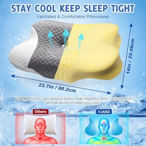 Cervical Neck Pillows with Memory Foam - Neck Pillows for Pain Relief Contour Memory Foam Pillows Ergonomic Neck Support - Adjustable Orthopedic Bed Pillows with Breathable Pillowcase for Sleeping - Image 4