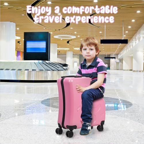 Kids Luggage with Spinner Wheels for Boys Girls | Carry on Hardshell Suitcase Travel Trolley Toddlers Children Gift | Impact Resistant Rolling Children Travel Suitcase with Seat and Safety Belt - Image 6