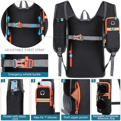 Esup 15L Small Hiking Backpack Foldable Lightweight Travel Day Pack Packable Camping Backpack for Women Men (Black) - Image 2