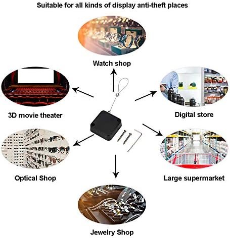 Loradar Retractable Cable Lock with Cable Tether Safety Strap, Wire Rope Safety Lock for Earphone and All Kinds of Exhibits Such As Glasses, Shoes, Key Box, Jewelry, Watches-2 Pack - Image 7