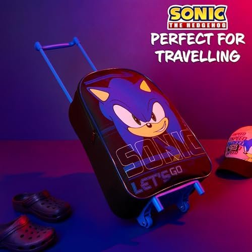 Sonic The Hedgehog Kids Suitcase, Foldable Trolley Bag 15.35” x 10.63” x 3.94” - Image 5