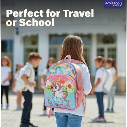 emissary 7pcs Unicorn Girl’s Luggage Set with wheels – Rolling Luggage, Backpack, Eye Mask, Toiletry Bag, Suitcase Tag, Neck Pillow & Water Bottle – Carry Luggage for Kids & Girls with Wheels - Image 6