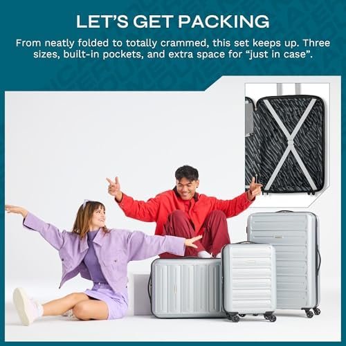 Westridge Hardshell Luggage Set - 3 Piece Set - 20" Carry-On, 24” & 28” Checked Luggage Set with 360° Spinner Wheels - Expandable Suitcases for Extended Travel - Durable ABS Shell - Silver - Image 5
