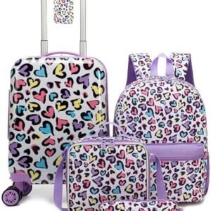 Kids Carry on Luggage Sets for Girls Women Rolling Suitcases with Wheels Hardshell Suitcase Luggage for Travel