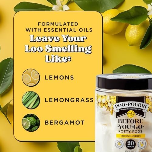 Poo-Pourri Before-You-Go 2-in-1 Toilet Potty Pods, Original Citrus, 20 Ct, Bathroom Odor Deodorizer and Toilet Cleaner with Essential Oils, Lemon, Bergamot and Lemongrass Scent - Image 6