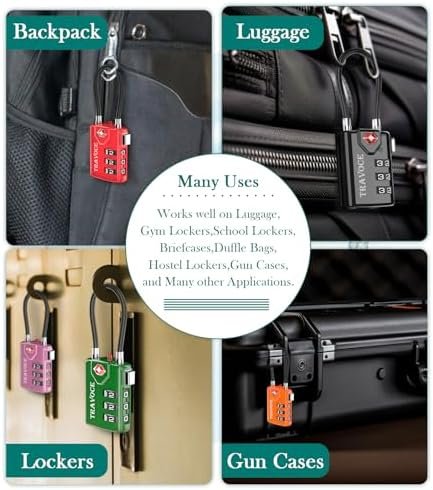Search Alert TSA Approved Travel Combination Luggage Cable Locks for Suitcase, Gym Locker,Toolbox,Backpack 1,2,4,6 &10 pk (Pink 2 Pack) - Image 7