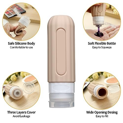 16 Pack Travel Bottles Set for Toiletries, Leakproof Travel Containers for Toiletries TSA Approved Silicone Travel Accessories Squeezable Refillable 3oz for Shampoo Conditioner Lotion - Image 2