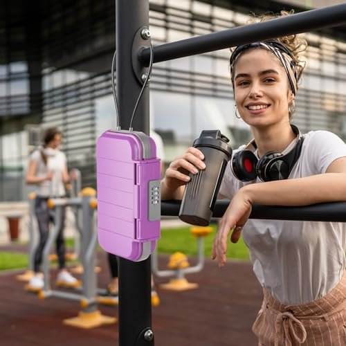 HUANLANG Portable Safe Lock Box with Combination Lock Mini Beach Travel Safe Waterproof Small Lockable Boxs with Removable Wire Rope Combination Lock Box for Dorm,Travel,Beach,Hotel,Car,Home,Office - Image 7