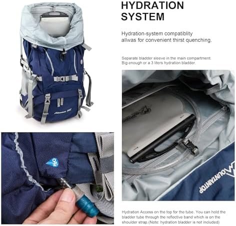 MOUNTAINTOP 70L Internal Frame Backpack Camping Backpacking Hiking Backpack for Men Women with Rain Cover - Image 8