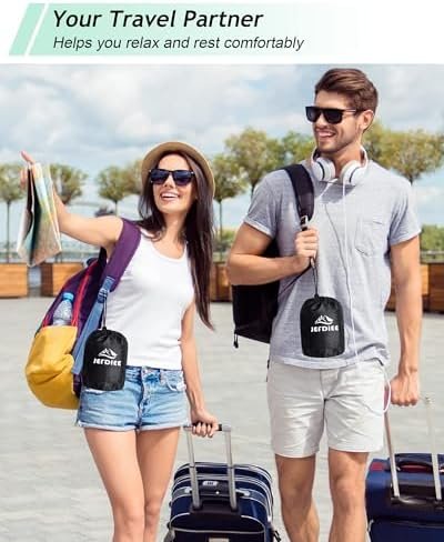 JefDiee Inflatable Foot Rest Pillow, Kids Airplane Bed, Adjustable 3 Layers Height Leg Rest Pillow, Airplane Travel Essentials Great for Office, Home, Trains, Cars - Image 7