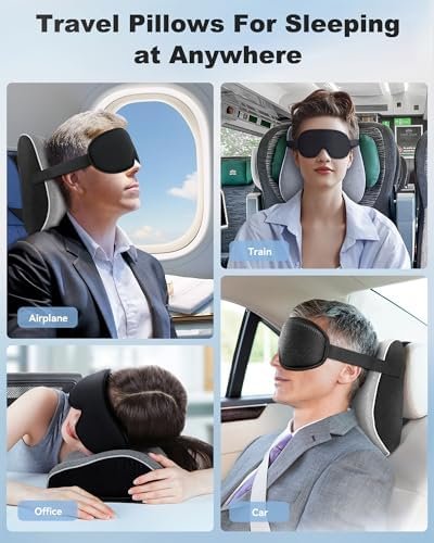 JefDiee Travel Pillows for Airplanes,Travel Pillow with Eye Mask,Prevents Head Forward,Neck Pillow Airplane for Sleeping,Used for Long Flight,Road Trip,Car Headrest - Image 7
