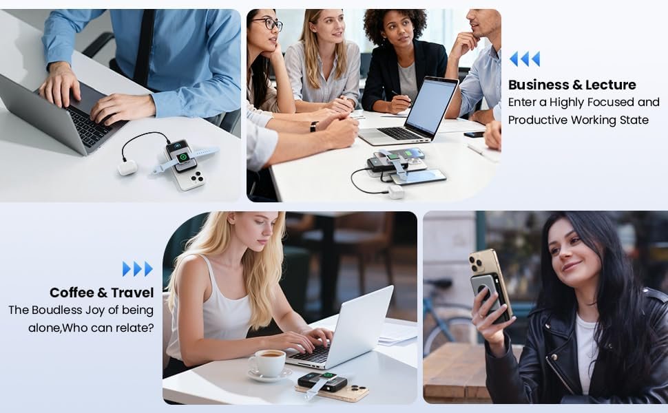 Magnetic Portable Charger 10800mAh with Built-in Cables,Qi2 Certified 15W Wireless Power Bank for Magsafe,30W PD Fast charging USB-C Travel Essential Battery Pack for iPhone 17/16/15/14/13,Apple Watch - Image 9