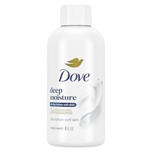 Dove Body Wash Deep Moisture for 24hr Lotion-Soft Skin Moisturizing Skin Cleanser with No Sulfates No Parabens 3 oz