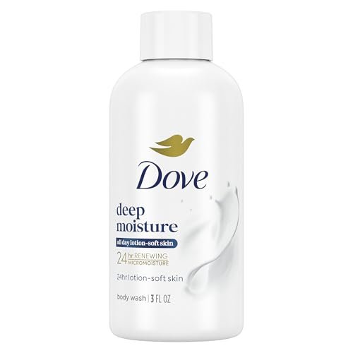 Dove Body Wash Deep Moisture for 24hr Lotion-Soft Skin Moisturizing Skin Cleanser with No Sulfates No Parabens 3 oz