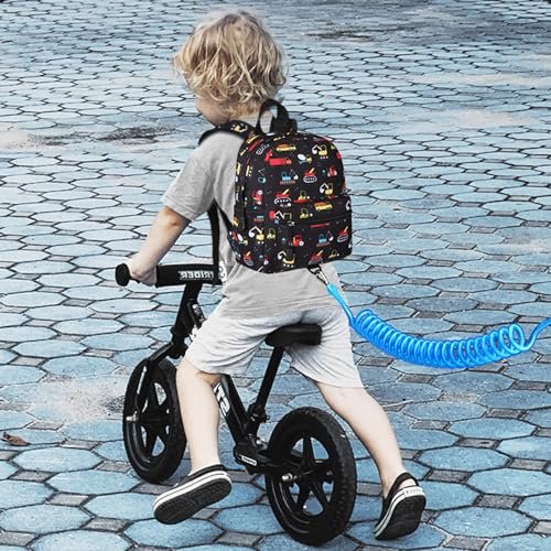 Accmor Toddler Backpack with Leash, Baby Backpacks with Anti Lost Wrist Link, Cute Mini Kids Backpack Leash Walking Harness for Travel, Small Excavator Backpack Tether for Boys Girls 1-3 (Black) - Image 6