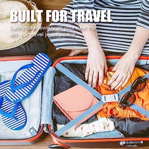 emissary Small Jewelry Travel Case Organizer for Necklace, Earrings, Rings, Bracelet, Jewelry Storage, Earring Storage, Necklace Storage, Valentines Day Gifts Pouch Bag Accessories for Travel (Pink) - Image 8