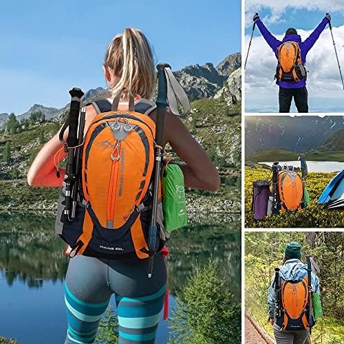 INOXTO Small Hiking Backpack with 2L Water Bladder and Rain Cover, 25L Hydration Backpack Hiking Daypack (Orange blue) - Image 6