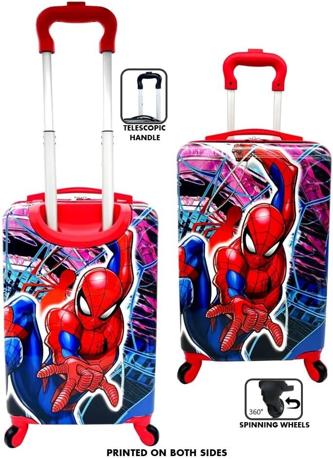Fast Forward Kids Licensed Hard-Side 20” Spinner Luggage Lightweight Carry-On Suitcase (Spiderman - 1) - Image 5